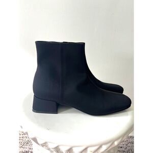 Jeffrey Campbell Katlyn‎ Black Neoprene Block Heel Zipper  Fashion Boots 8.5